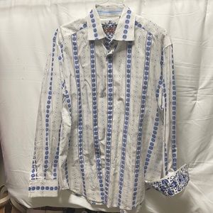 Robert Graham Men’s XL blue and white stripe